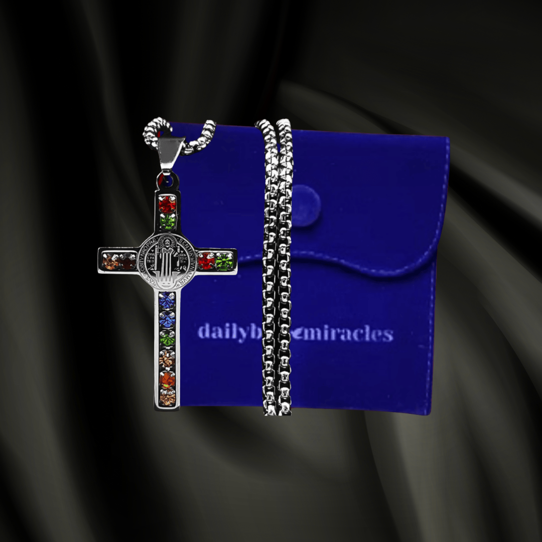 Sanctified Crystal Shield Cross of St. Benedict