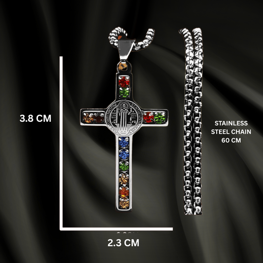 Sanctified Crystal Shield Cross of St. Benedict