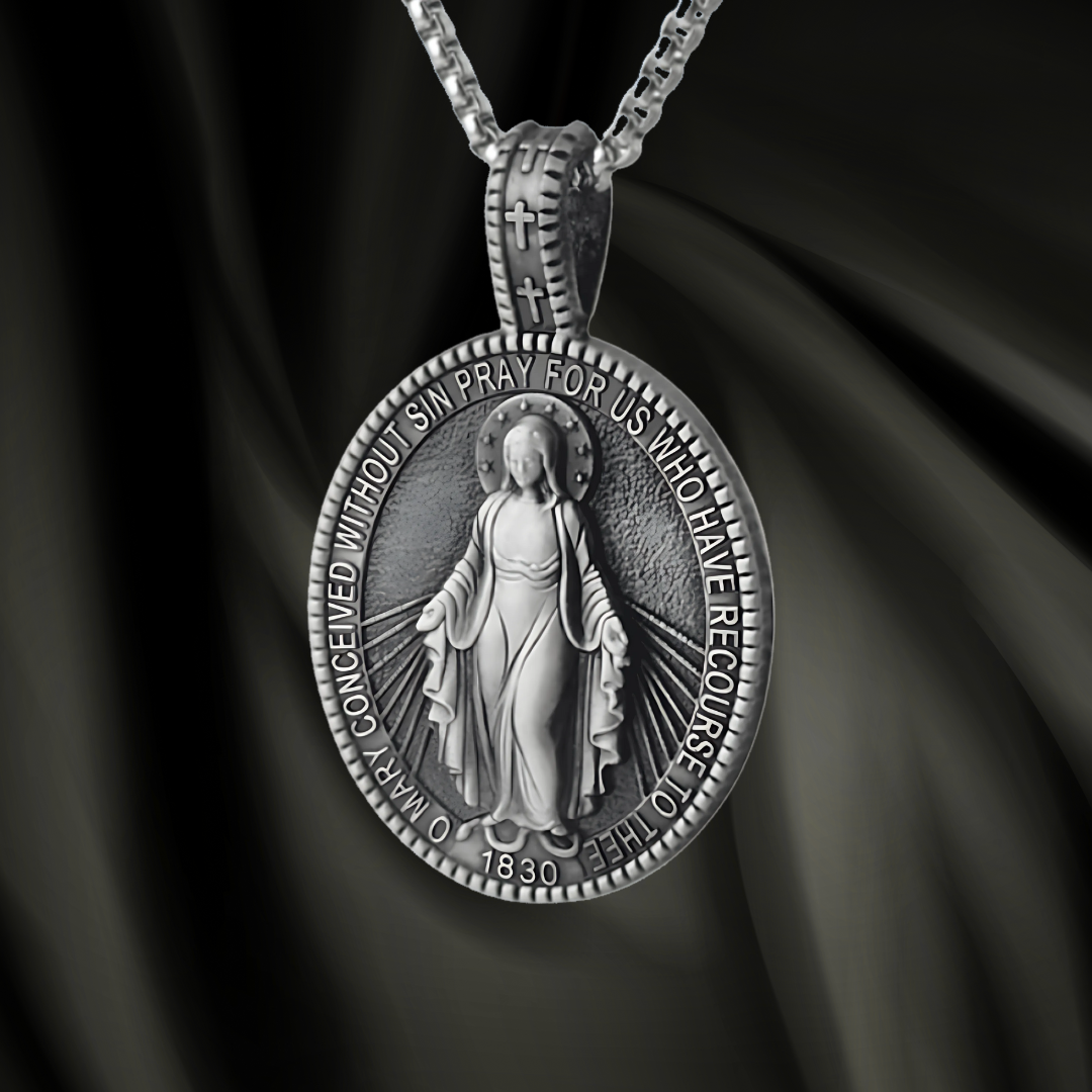 Mother Mary Miraculous Shield Necklace