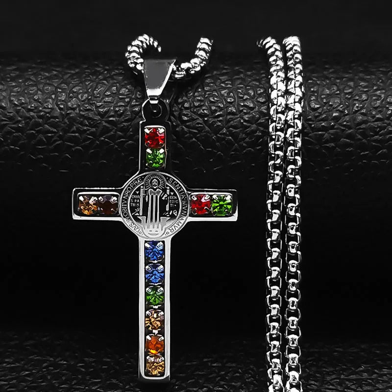 Sanctified Crystal Shield Cross of St. Benedict