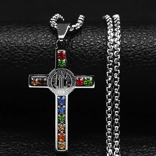 Sanctified Crystal Shield Cross of St. Benedict